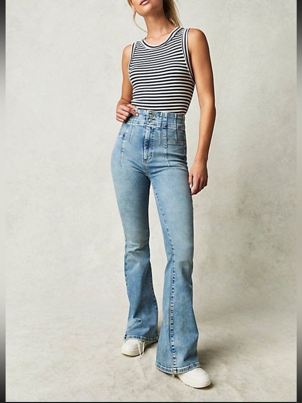 👖 Free People We The Free Jayde High Rise Flare Jeans Blue Size 28